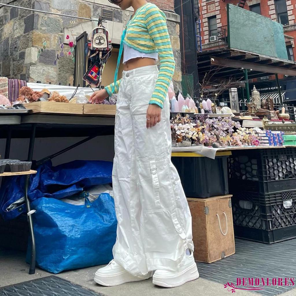 Quần Baggyumixi Y2k Dáng Rộng Lưng Thấp Phối Dây Rút Thời Trang Cho Nữ