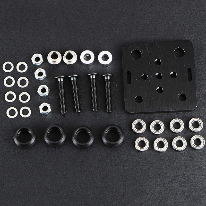 Mini V Gantry V-Shaped Boom Plate with Wheels Aluminum 3D Printer Accessory Kit CNC for Kossel Nema 23 Black Wheels