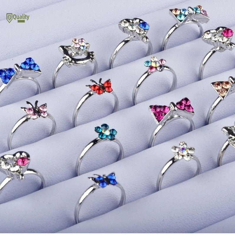 Bộ 20 nhẫn bạc thiết kế đáng yêu cho bé gái