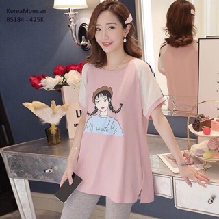 Áo bầu cotton cao cấp💗chất đẹp💗in họa tiết siêu dễ thương💗 Free size 46~65 kg
