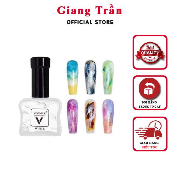 Cồn loang trắng Vinimay lẻ chai 15ml chấm loang vân đá cực đẹp cho bộ nail