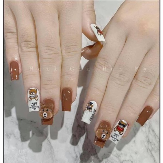 Sticker 3D Bé Gấu MOSCHINO | Hình Dán Móng Tay