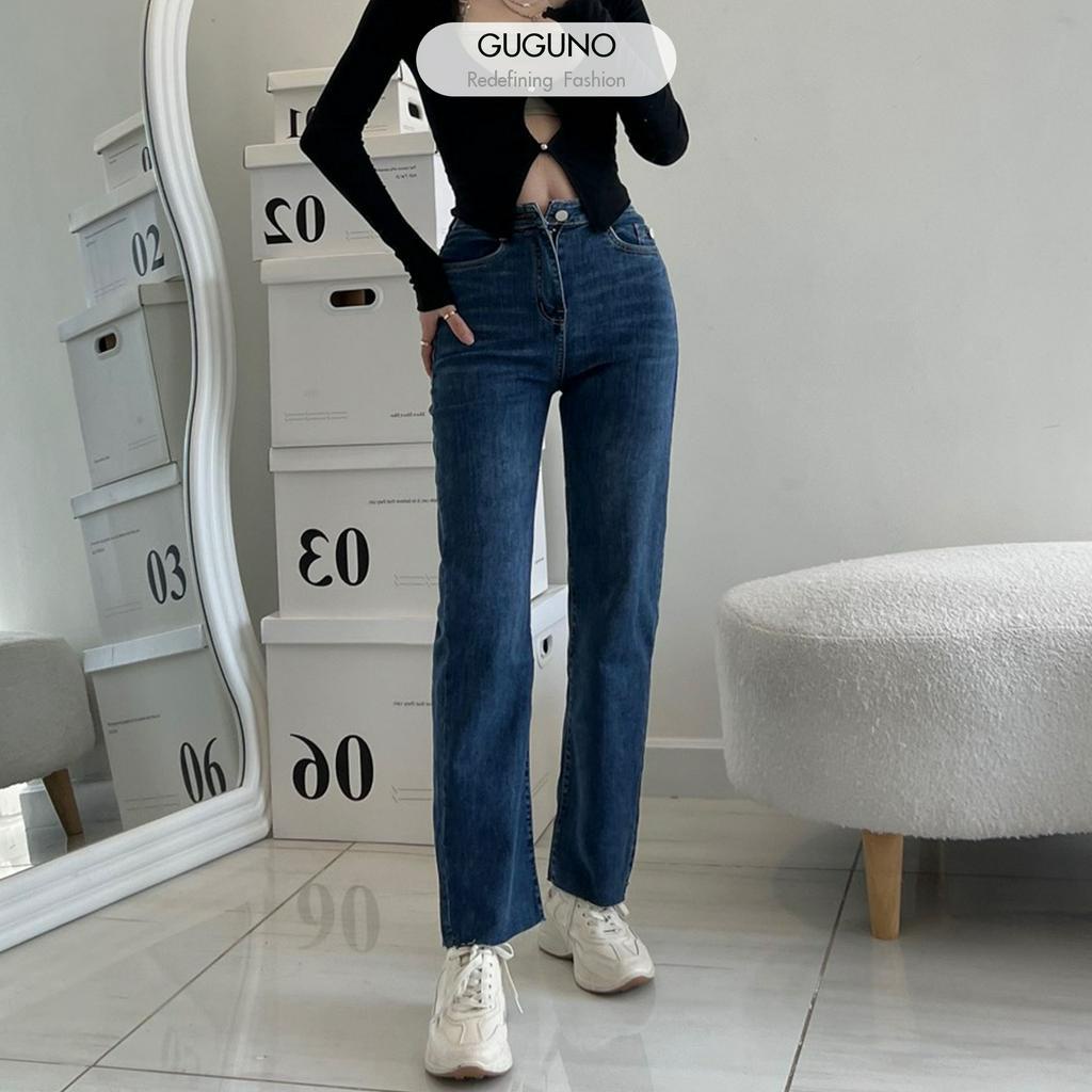 Quần jeans nữ ống rộng GUGUNO