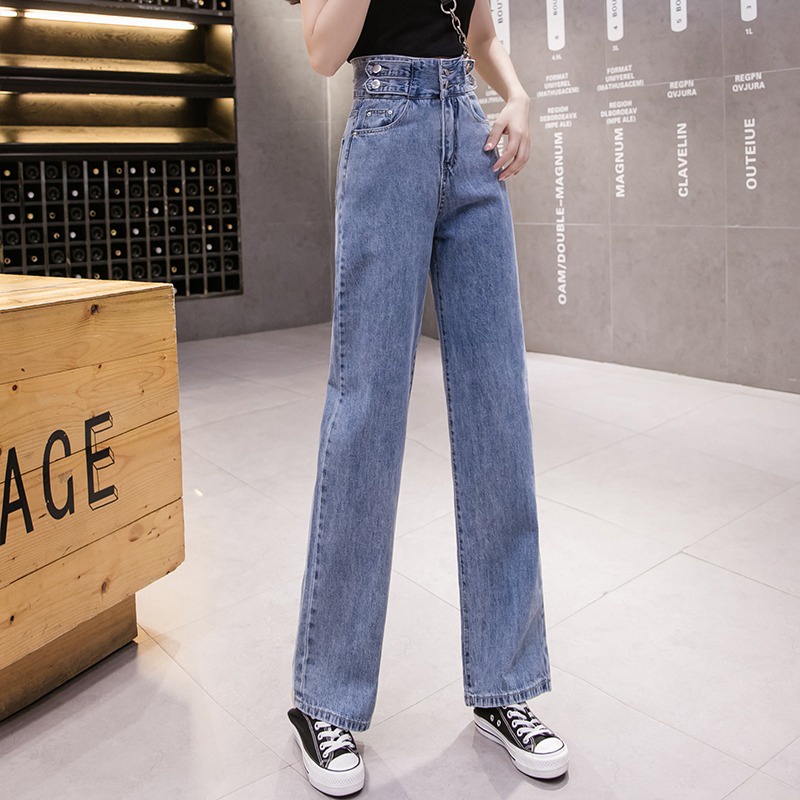 Quần Ống Rộng Jeans Nữ Ống Suông Baggy Cạp Cao | Tdshopnt - Q02 | BigBuy360 - bigbuy360.vn
