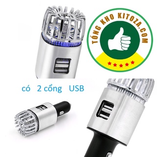 Máy lọc không khí ô tô tạo ion âm Ionkini 12V kèm tẩu sạc 2 cổng USB 5V/2A khử mùi, lọc bụi cho xe hơi-cao cấp-siêu xịn