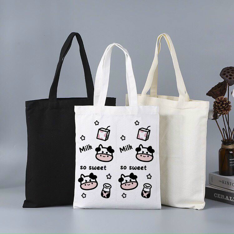 Túi đeo chéo nữ - tote vải canvas - thời trang công sở - đi học đi chơi giá rẻ size a4