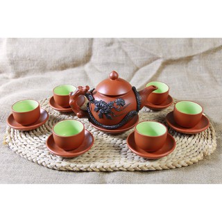 Bộ Ấm Chén Tử Sa Đắp Nổi Gốc Cây-400ml