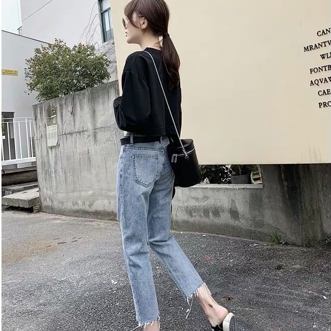 Quần Jeans Dài Rách Gối Thời Trang Dành Cho Nữ | BigBuy360 - bigbuy360.vn