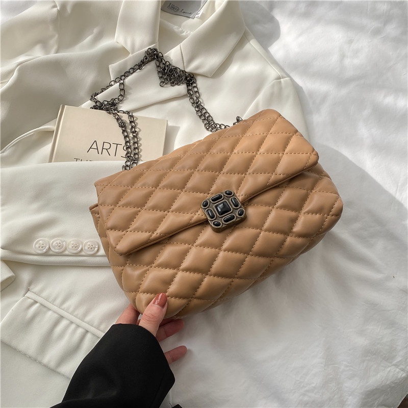 Túi đeo vai IELGY hình vuông cỡ nhỏ thêu họa tiết độc đáo chốt cài thời trang cho nữ