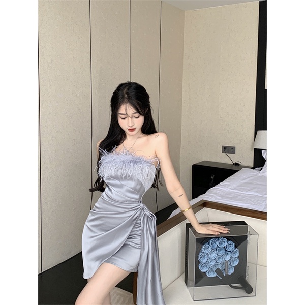 Đà Điểu Lông Vũ Satin Cao Cấp Phong Cách Mới Yujie Sang Trọng Dành Cho Nữ