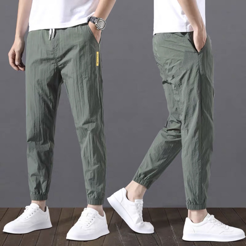 Ice silk pants thin air conditioning Korean slim casual pants large size Leggings