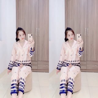 [BỘ NGỦ CAO CẤP] Bộ đồ lụa Phối chân tay dài