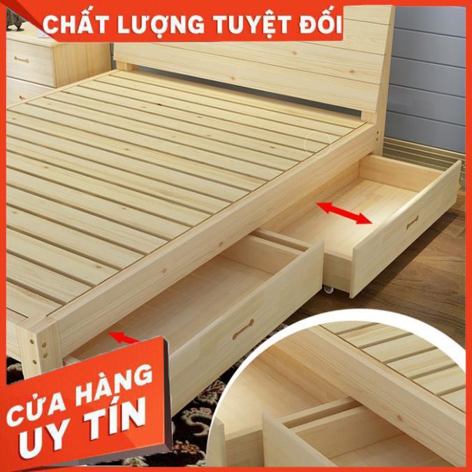 Giường gỗ thông có ngăn kéo để đồ kích thước 150x190cm