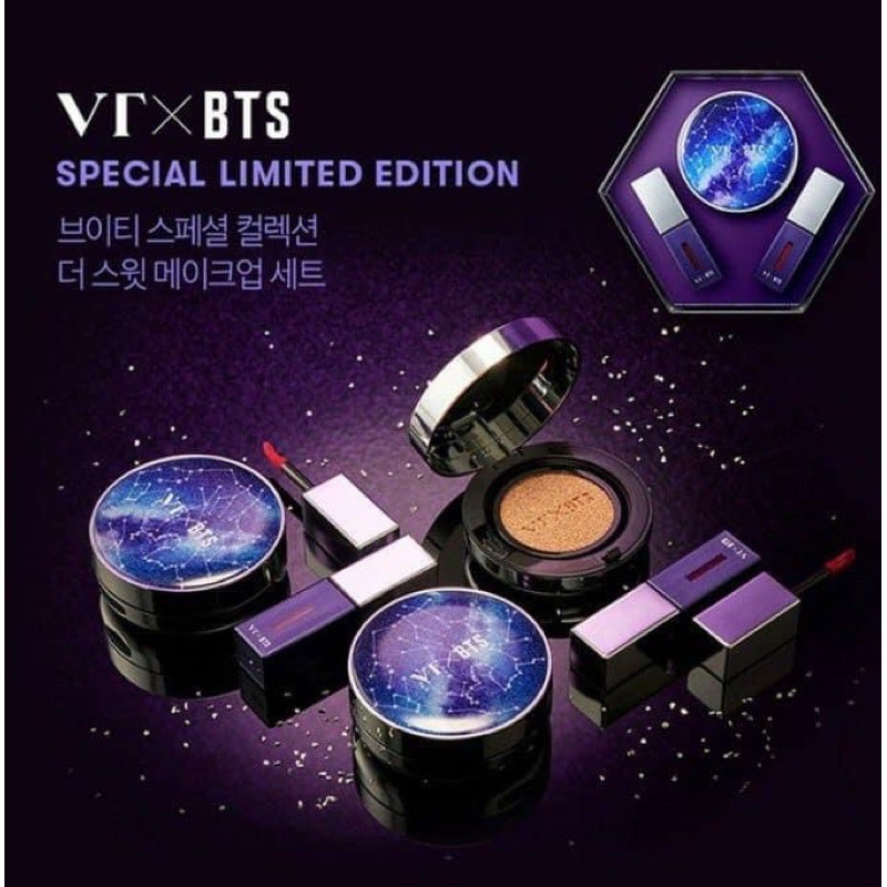 Phấn Nước Cushion VT&BTS limited☘️SIÊU SALE☘️tặng kèm 2 thỏi son: đỏ trầm và hồng cam siêu xinh fullsize-phấn siêu mịn