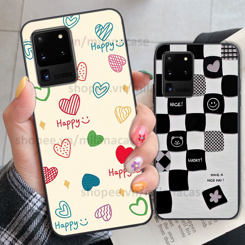 Ốp Samsung S20 Ultra in hình caro trái tim siêu đẹp, siêu nét đầy phong cách cá tính