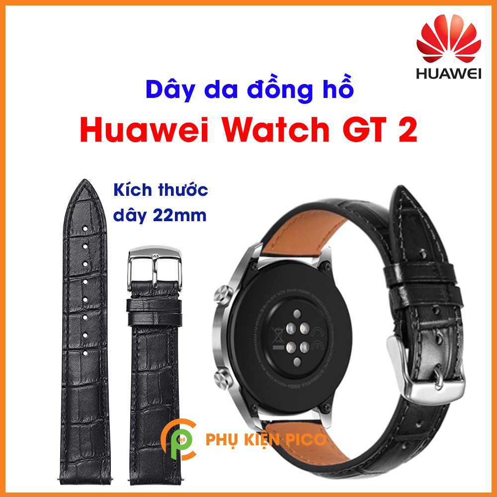[CHÍNH HÃNG] Dây da đồng hồ Huawei Watch GT 2 bản 22mm màu đen, màu nâu đậm