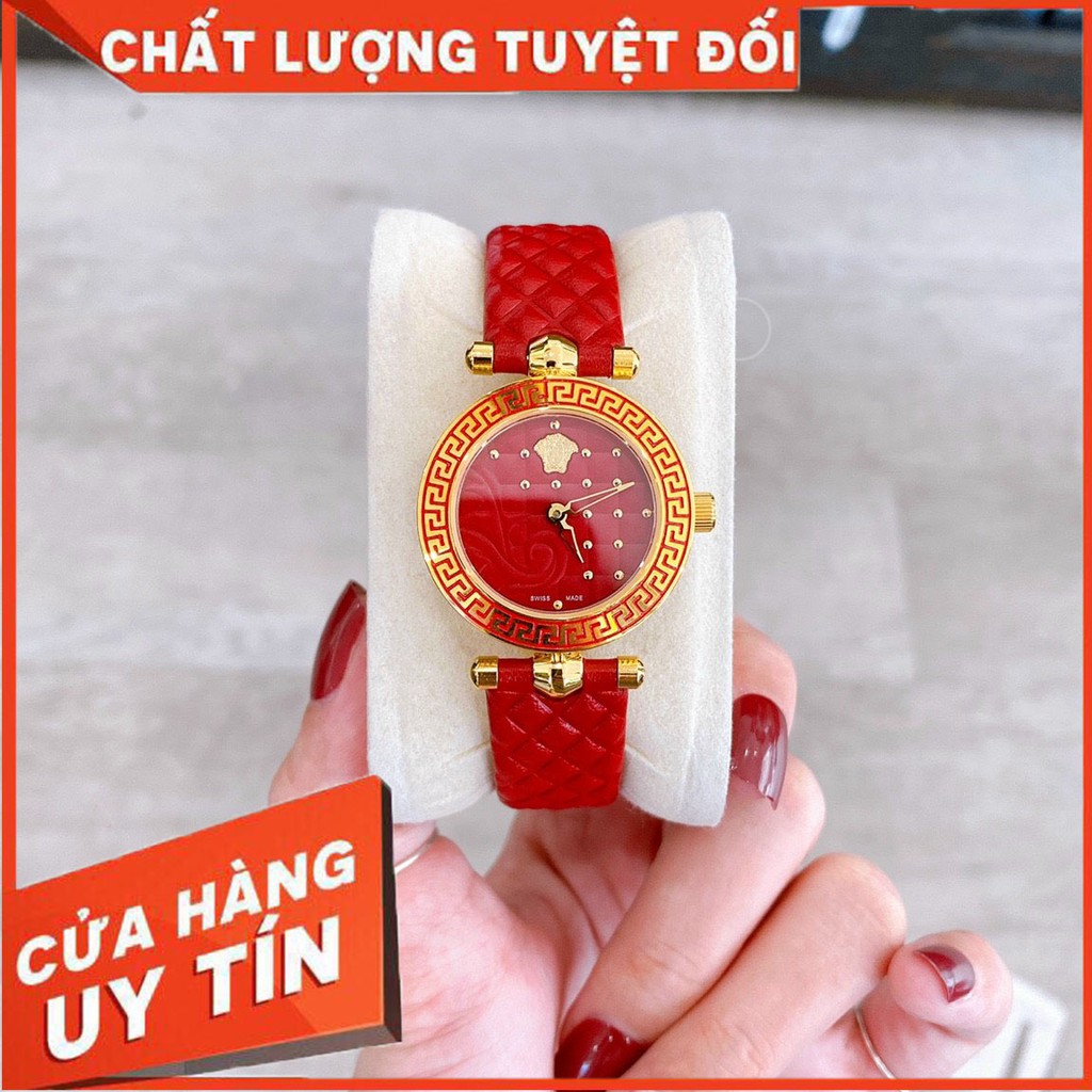 Đồng Hồ Nữ Thương Hiệu Versace Mini Vanitas Sành Điệu Dây Da Dày Chống Trầy Chống Nước Cao Cấp Size 30mm