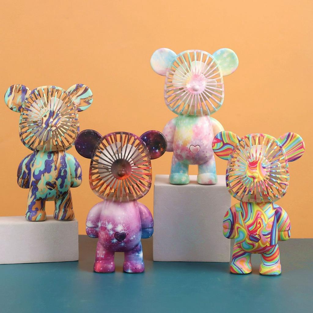 Quạt mini để bàn quạt tích điện cầm tay gấu bearbrick