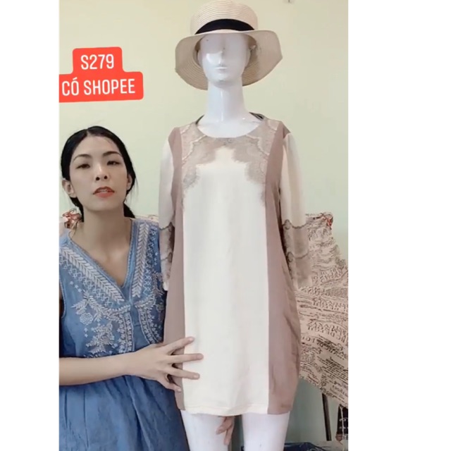 Đầm suông màu trang nhã tầm size M.s279