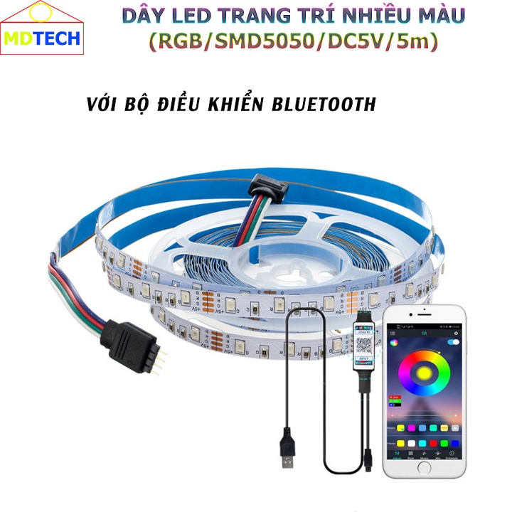 Dây LED đổi màu, kết nối USB, điều khiển từ xa 24 phím và App – Trang trí LED Tiktok, lễ hội, sân vườn