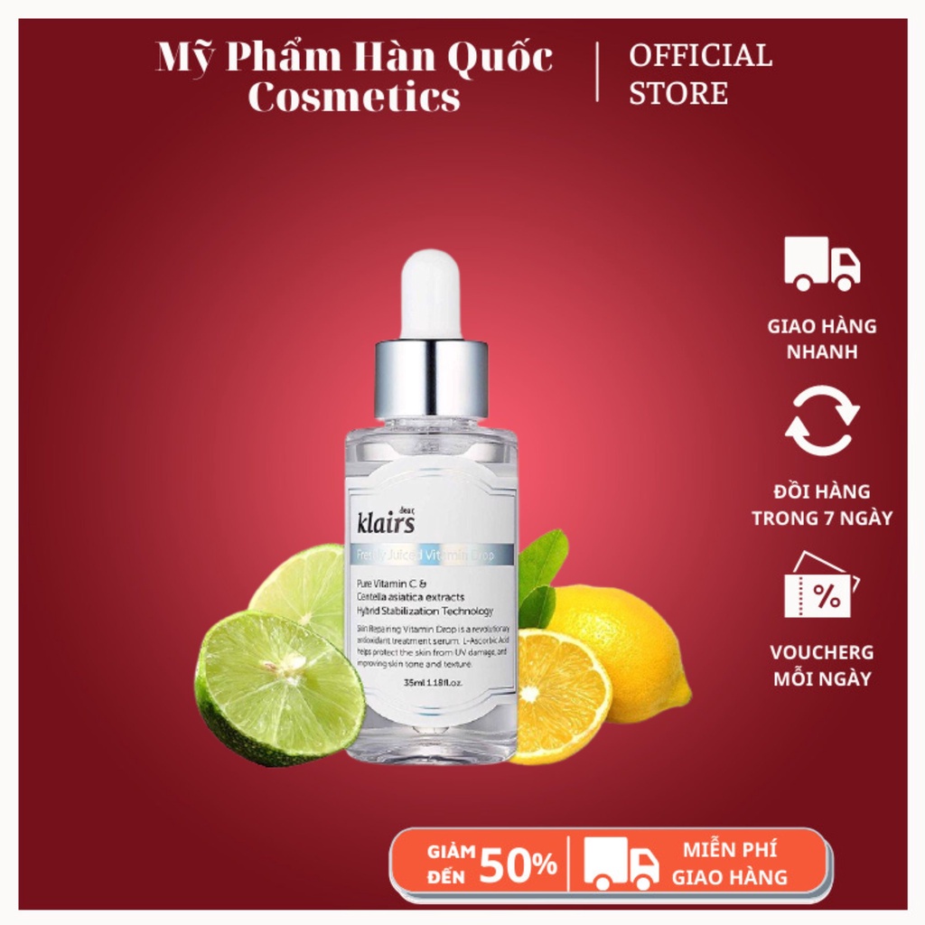 Tinh Chất Vitamin C Giúp Mờ Thâm Nám, Trắng Sáng Dành Cho Da Dễ Kích Ứng Klairs Freshly Juiced Vitamin Drop 35ml