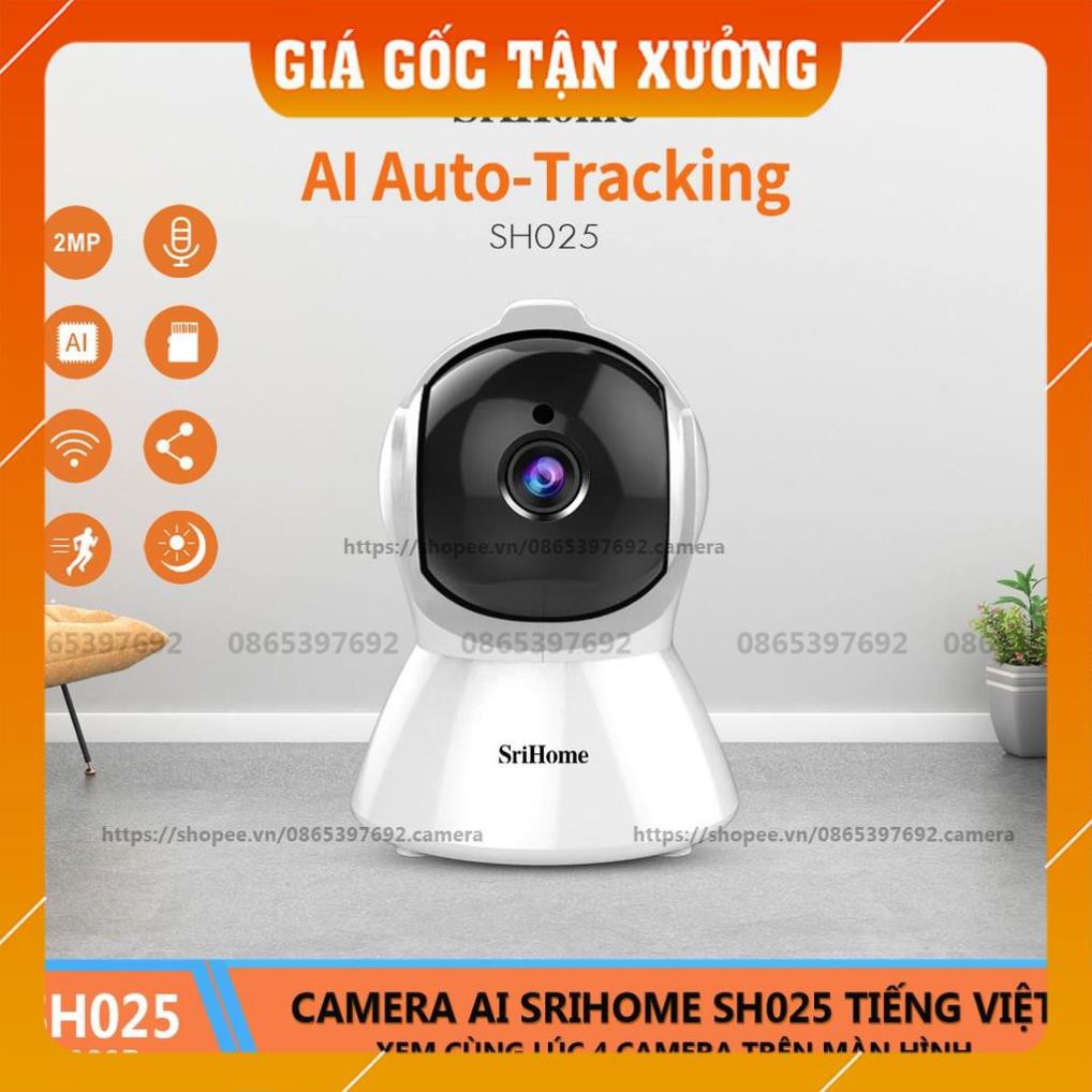 Camera WiFi AI Thông Minh Srihome SH025 - 2.0Mpx 1080P Tiếng Việt