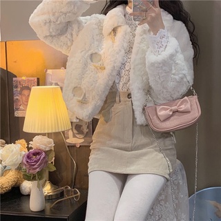 ( Sẵn Hàng ) Áo khoác lông phong cách Hàn Quốc khoá sừng cổ bẻ ( ảnh thật khách chụp)