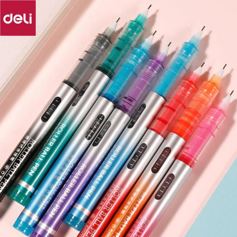 Bộ 8 bút gel nhiều màu Deli - 0.5mm - Mực trơn đều - 8 màu 8 chiếc/Hộp - Caligraphy, liner, đi nét -1 hộp - S855 [Deli]