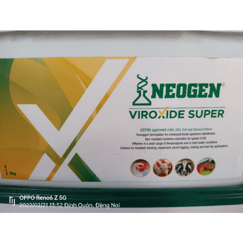 Sát Trùng Chuồng Trại NEOGEN VIROXIDE SUPER xô 5KG chống lại ASF, Covid 19,...tiết kiệm, an toàn cho người sử dụng.