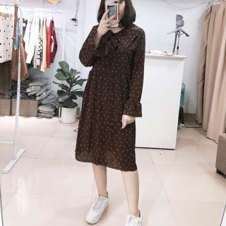 váy bbd hoạ tiết hoa hồng