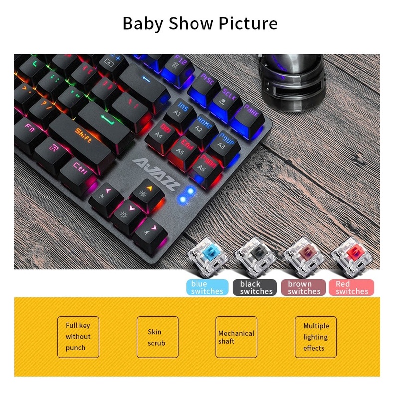 Bàn phím cơ Ajazz keycap PBT [Bảo hành 24 tháng] Fuhlen M87s Edra EK387 ♥️Freeship♥️ Phím cơ E-Dra EK384 Fuhlen M87s