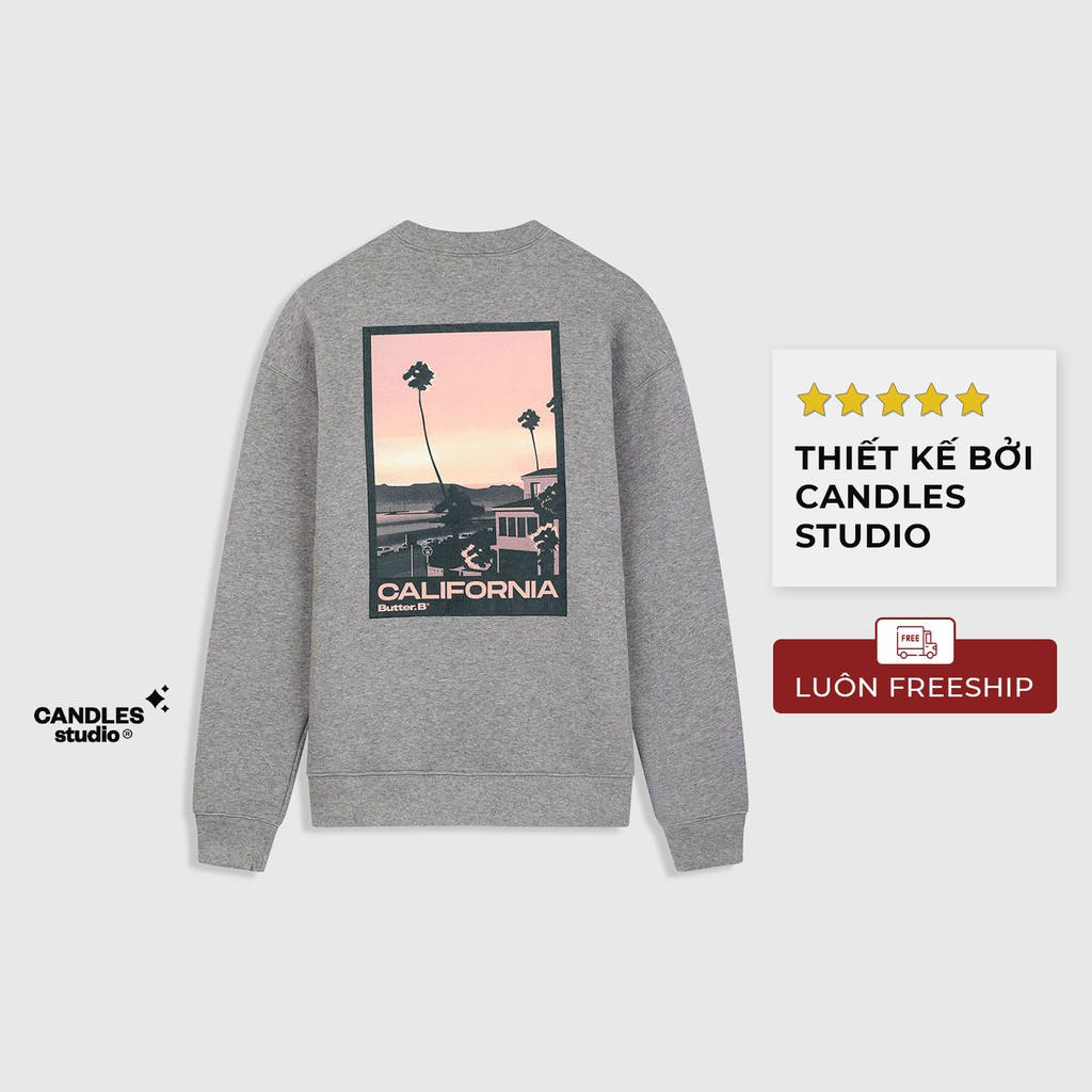 Áo nỉ sweater California màu xám