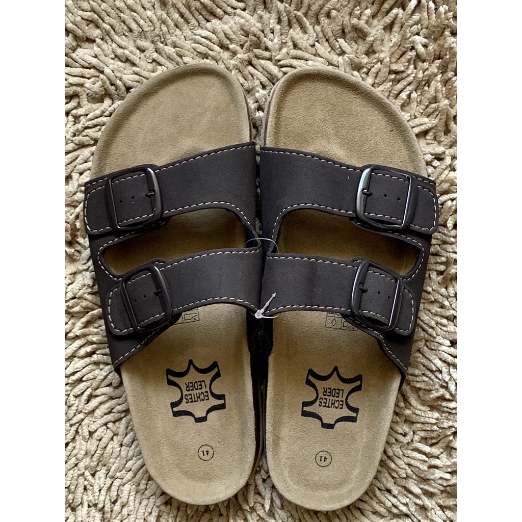 Dép đế trấu Cao cấp Echtes Leder quai da cho nam và nữ - chính hãng 100% Đức - giảm đau chân, giảm mổ hôi chân