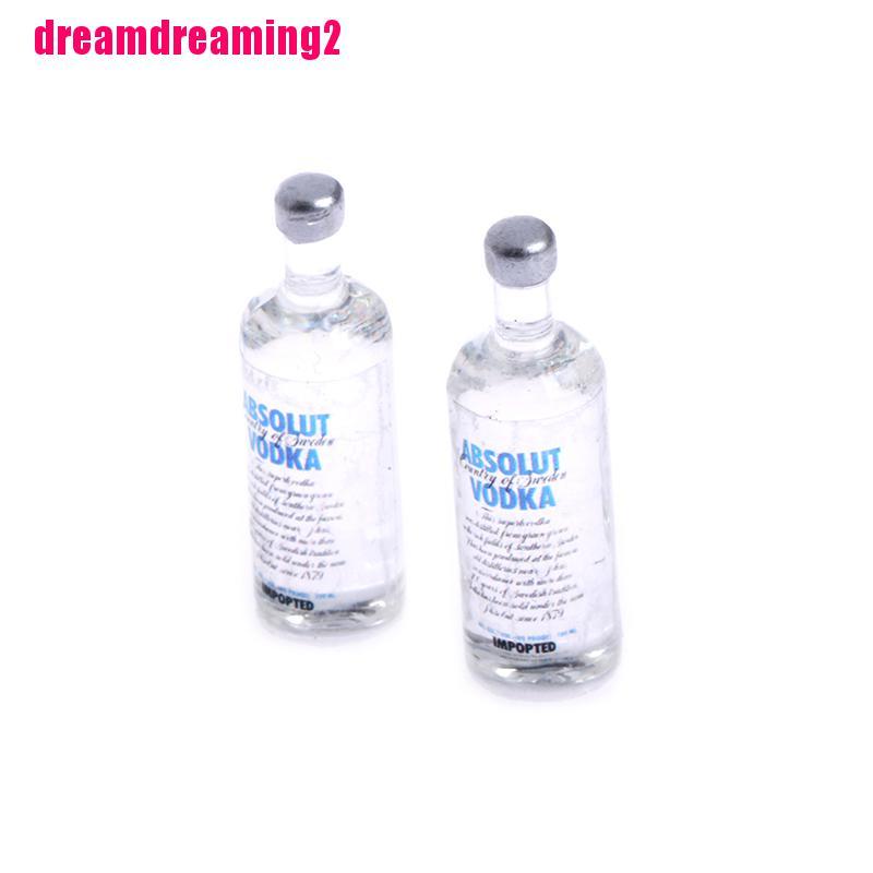 [Dream]2Pcs 1:12 miniature wine vodka bottles doll house decor accessories