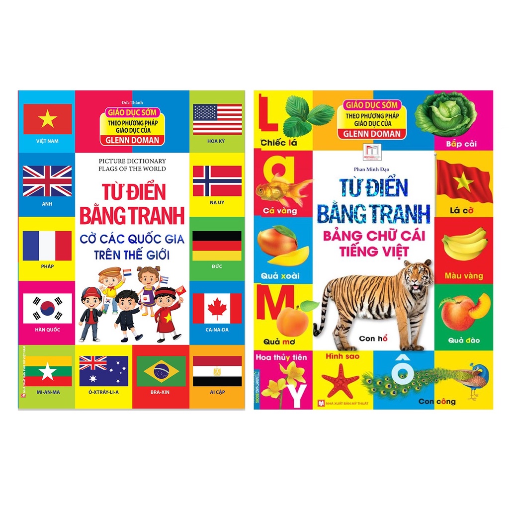 Sách - Combo Từ điển bằng tranh - Bảng chữ cái Tiếng Việt +Cờ Các Quốc Gia Trên Thế Giới (bìa cứng)