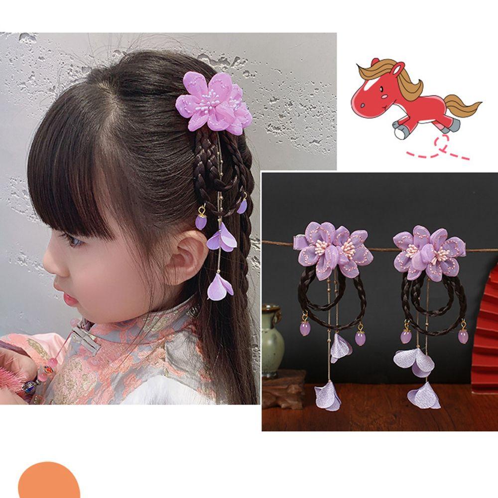 Kẹp Tóc Giả 15H Màu Đỏ Phối Tua Rua Phong Cách Trung Hoa Dễ Thương Cho Bé Gái