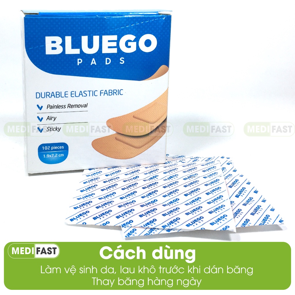 Băng vết thương cá nhân Bluego - Băng y tế tiện dụng, sơ cứu vết thương nhỏ đứt tay, trầy xước, mụn nhọt, rách da