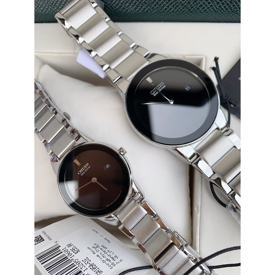 Đồng hồ cặp Citizen AU1060-51E và GA1050-51E - Máy Quartz pin Eco Drive năng lượng ánh sáng - Kính khoáng cường lực