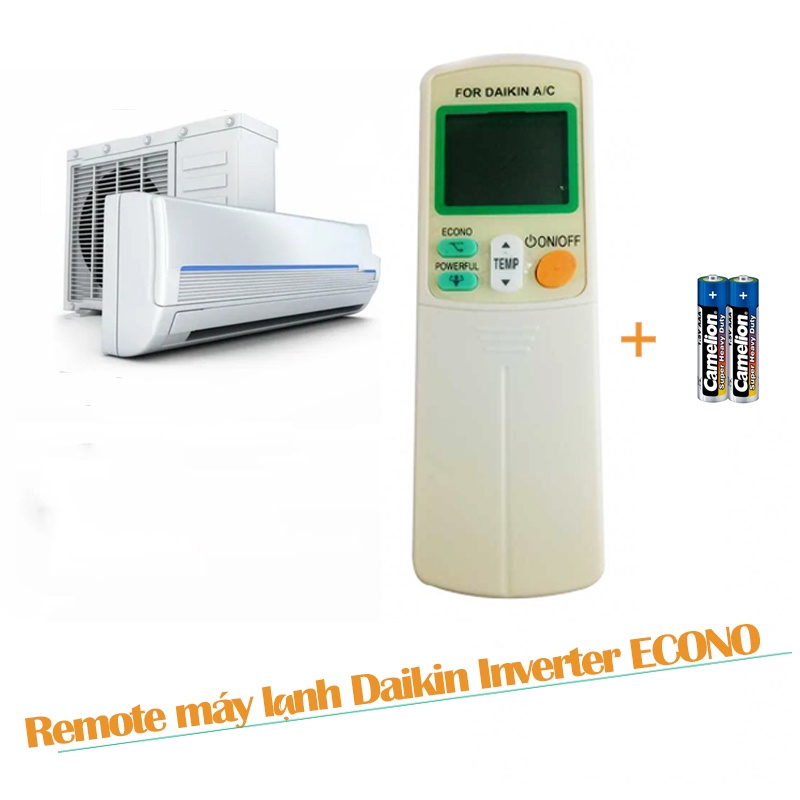 Điều khiển điều hòa Daikin dùng cho dòng máy Inverter máy Mono tặng pin AAA Camelion