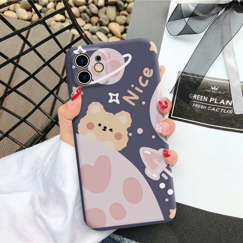 Ốp Lưng iPhone Ốp Đôi iPhone Viền Cạnh Vuông Dẻo Gấu Vũ trụ iPhone 6/6s/6plus/7plus/8plus/x/xs/xs max/11/11 pro max