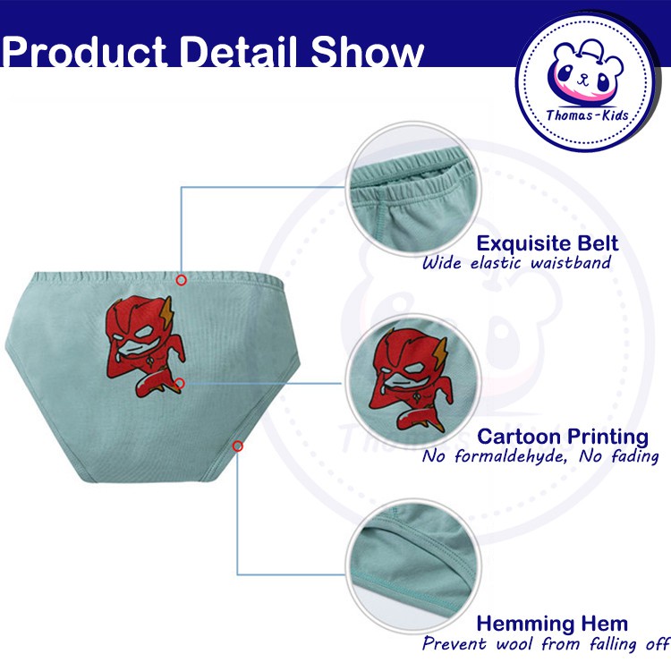 Set 5 Quần Lót Cotton Thoải Mái Họa Tiết Hoạt Hình Cho Bé Trai 3-11 Tuổi