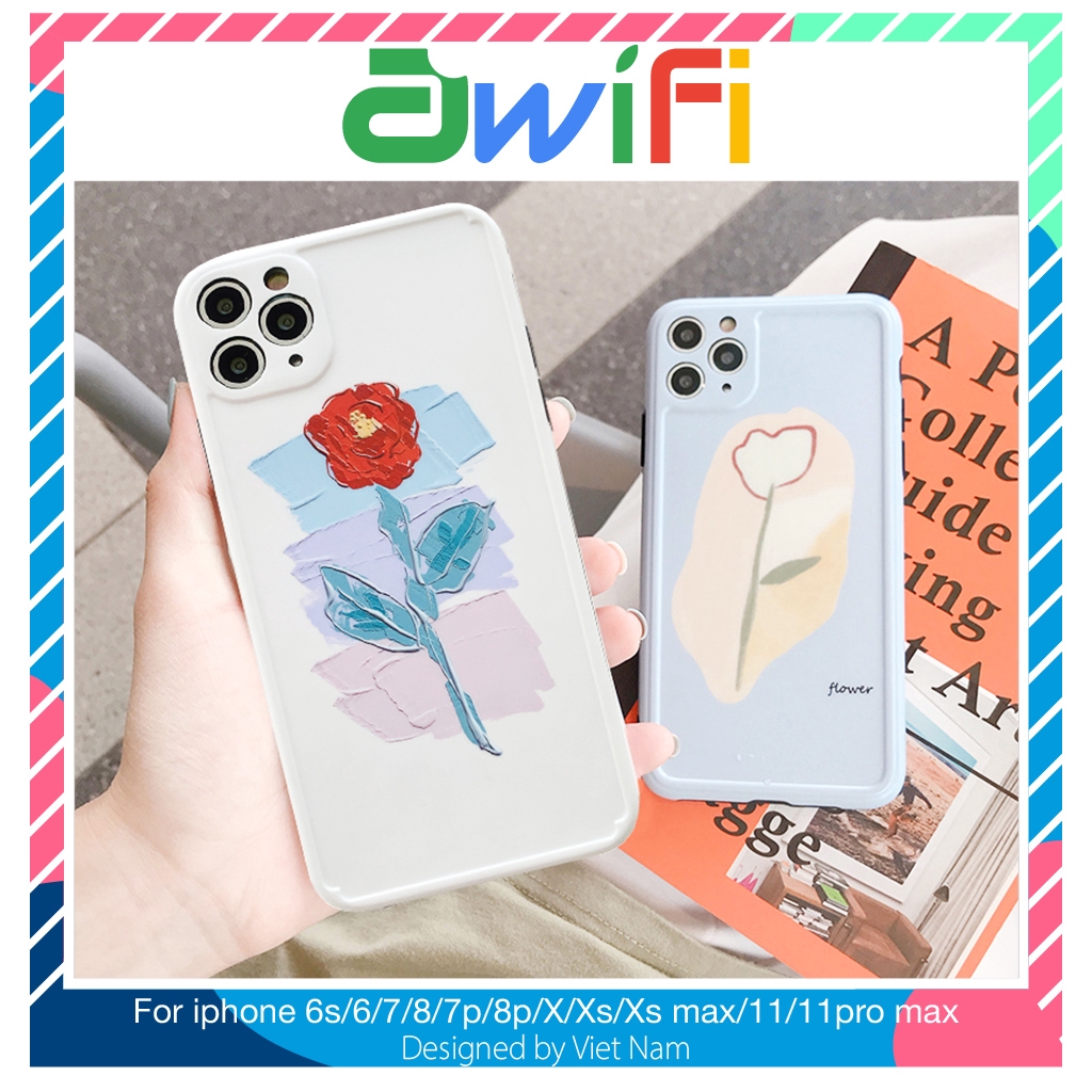 Ốp lưng iphone imd new hoa hồng 5/5s/6/6plus/6s/6splus/7/7plus/8/8plus/x/xr/xs/11/12/pro/max/plus/promax -Awifi Q3-5
