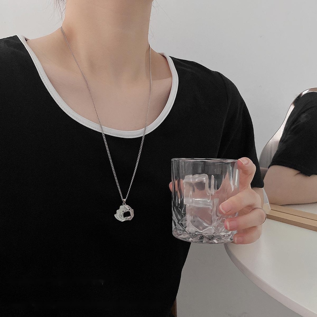 Hoạt Hình Vòng cổ Thép Titan Mặt Hình Quái Vật Nhỏ Phong Cách Hip Hop Đơn Giản