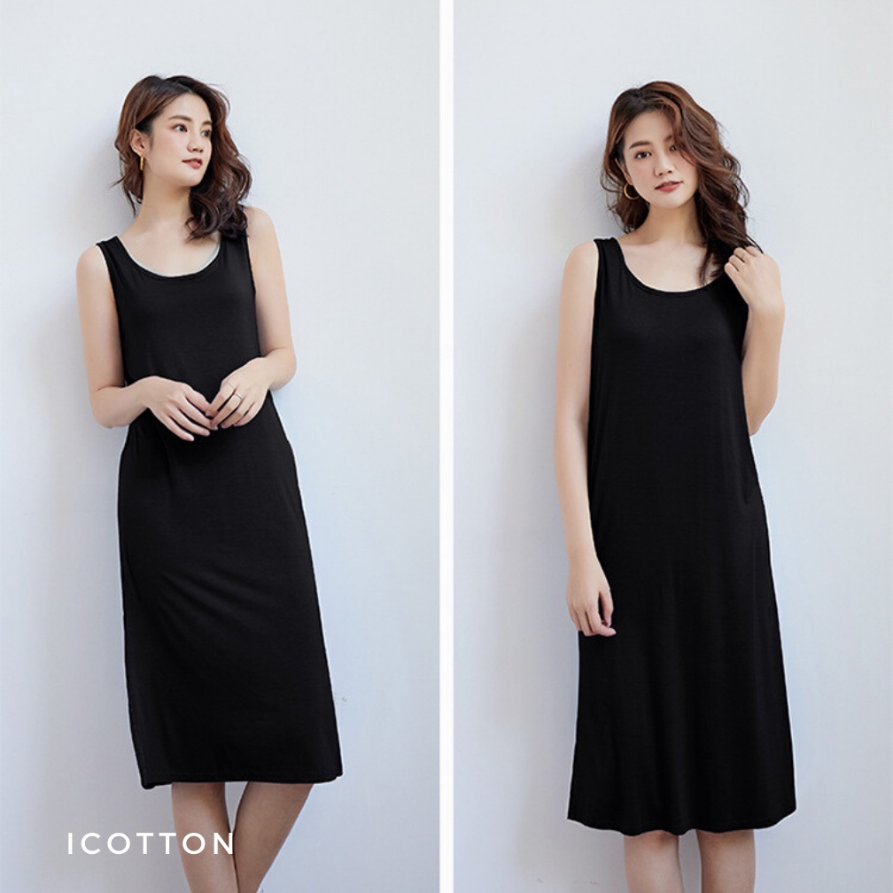 Váy nữ ❤️iCotton❤️ váy ngủ ba lỗ dáng xuông nhiều màu chất liệu mềm mát mặc nhà