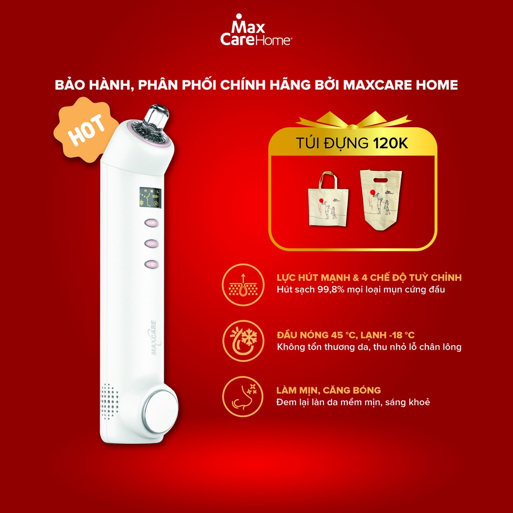 Máy hút mụn đầu đen nóng lạnh Maxcare Max666 [Hút Cực Mạnh] loại bỏ mụn đầu đen và sợi bã nhờn - Thương hiệu Nhật Bản