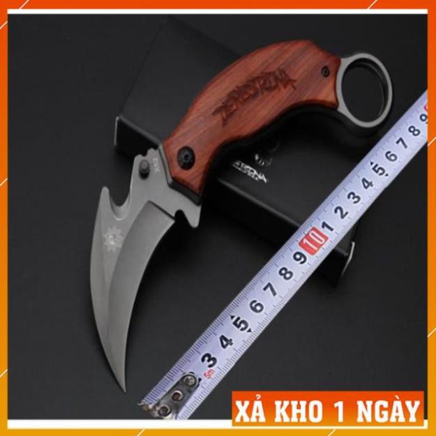 Dao Phượt Gấp Cao Cấp Chính Hãng Karambit X52 Báng Gỗ - Dao Phượt Đa Năng Giá Rẻ Quân Đội