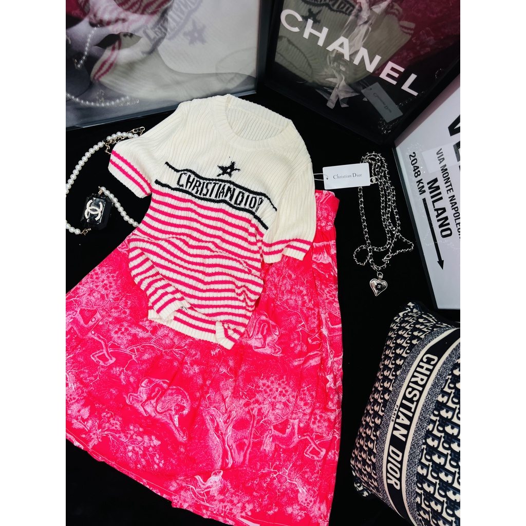 Set bộ len váy xòe màu sắc hot ảnh thật