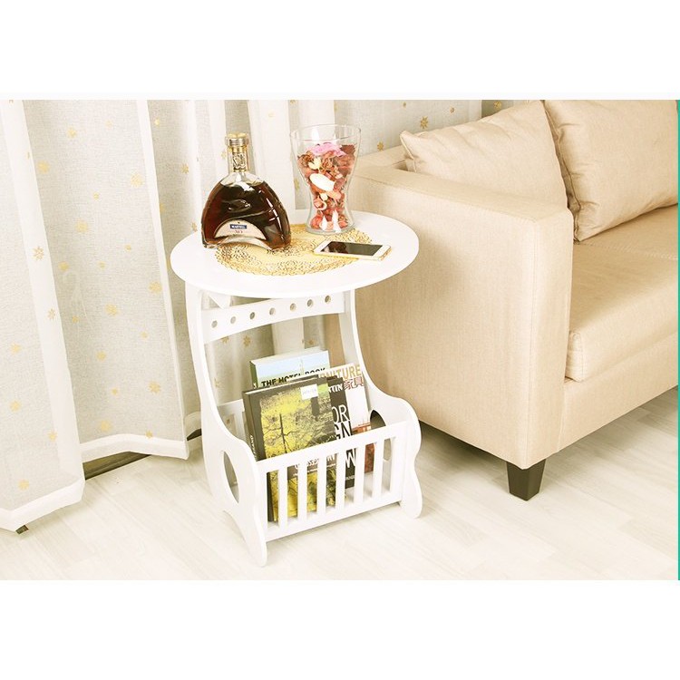 Kệ gỗ mini kèm giá đựng sách báo 2 trong 1 (Kèm khăn trải bàn) thiết kế lắp ghép đơn giản dễ dàng