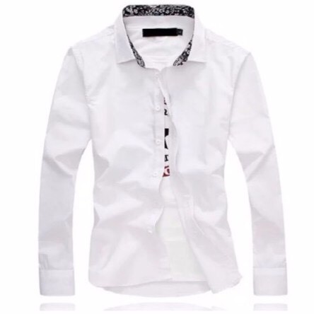 Sơ mi màu trắng dài tay dáng Hàn nam tính cổ hoa - TT New