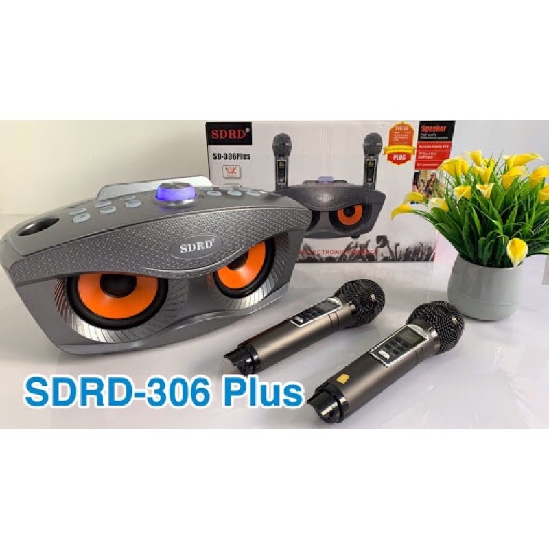 Loa karaoke bluetooth SDRD SD 306 Plus bản mới nhất, thêm nhiều tính năng- kèm 2 Micro karaoke không dây/bh 6 tháng